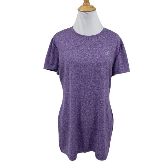 Adidas T Shirt Womens L Large Tulip Heather Climalite Short Sleeve Moisture Wick - Picture 1 of 11